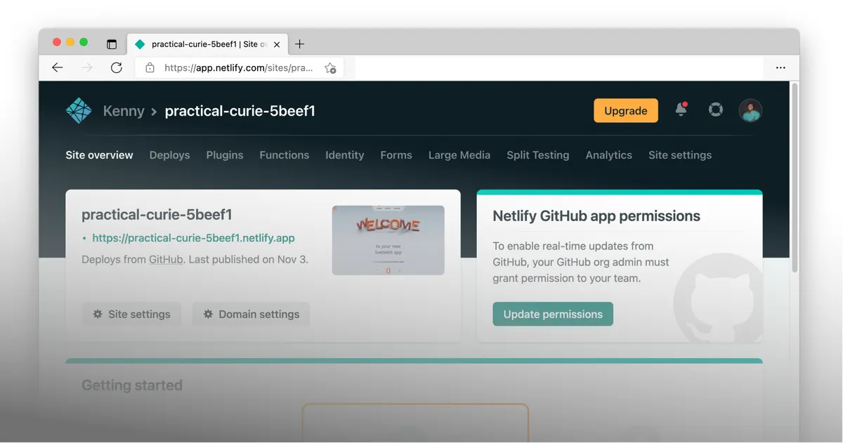 Netlify App repository page